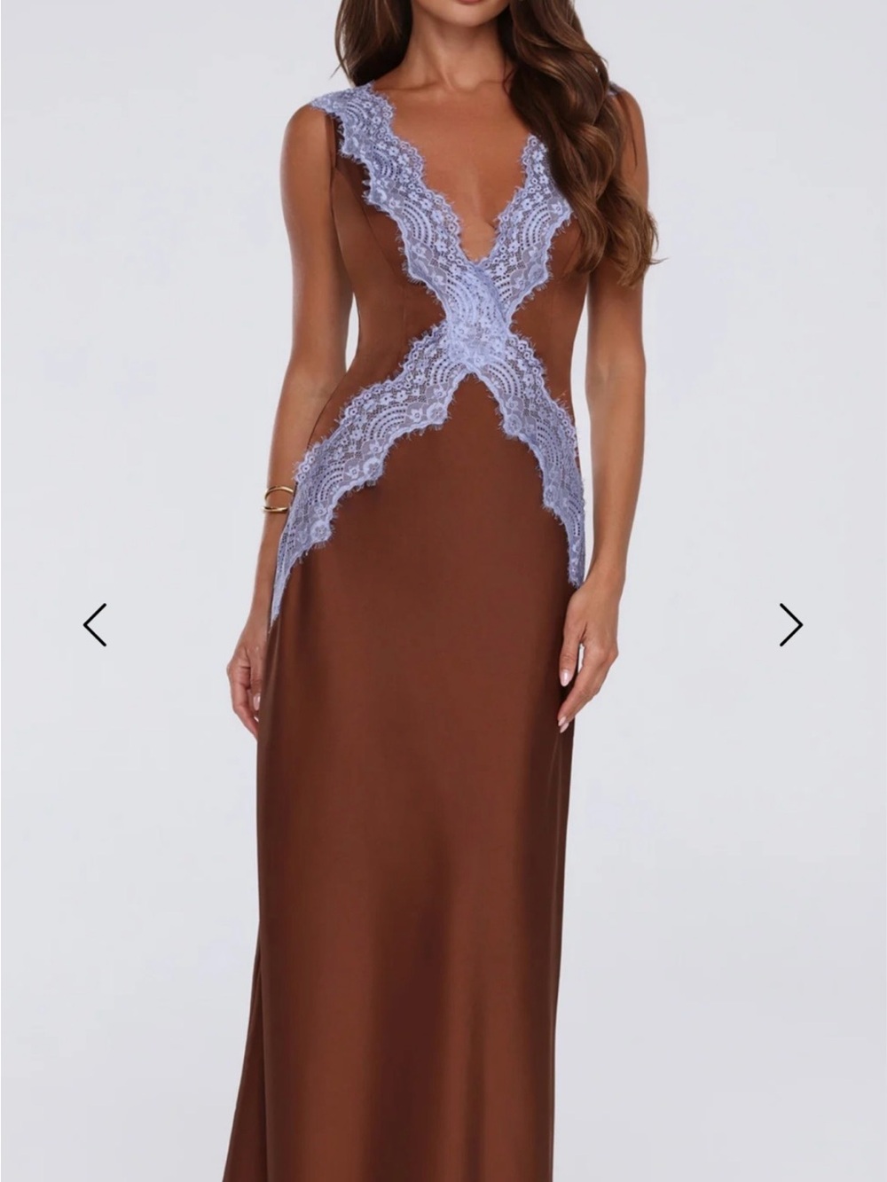 Hello Molly Iconic Heat Satin Brown Maxi Dress NWT